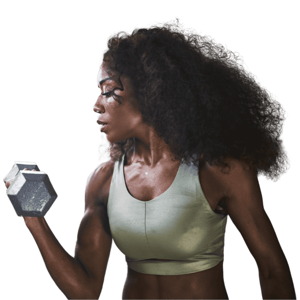 Woman lifting a dumbbell at Bella Fit